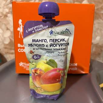 Пюре Fleur Alpine Органик манго-персик-яблоко-йогурт пауч 120г с 6месяцев: отзыв пользователя ДетМир