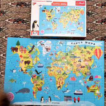 Пазл Trefl Карта мира 100элементов 15527: отзыв пользователя Детский Мир