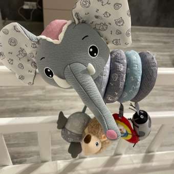 Спираль-подвеска с игрушками Zeimas слон серый музыкальный с функцией погремушки: отзыв пользователя Детский Мир