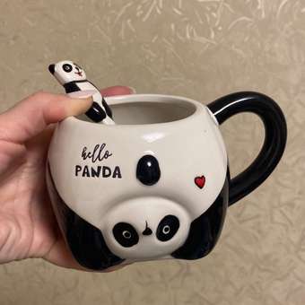 Кружка керамическая iLikeGift Funny panda black с ложкой: отзыв пользователя Детский Мир