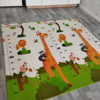 Развивающий коврик детский Mamagoods для ползания складной игровой 180х200 см Поезд и Жирафы: отзыв пользователя Детский Мир