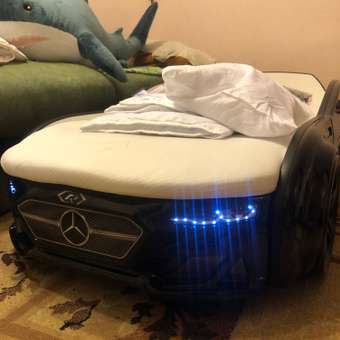 Детская кровать машина Baby ДМ ROMACK Черная 150*70 см с подсветкой фар и матрасом: отзыв пользователя Детский Мир