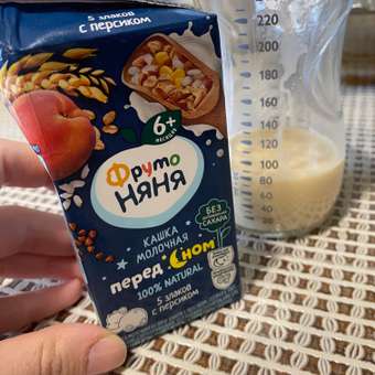 Кашка ФрутоНяня молочная из 5 злаков с персиком 0,2 л с 6 месяцев: отзыв пользователя Детский Мир