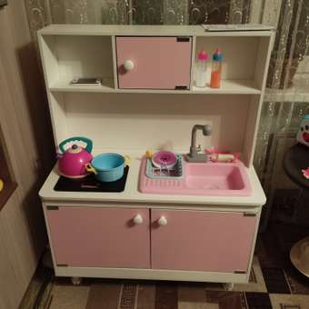 Детская кухня Sitstep рейлинг и интерактивная плита/вода из крана. Розовые фасады: отзыв пользователя Детский Мир