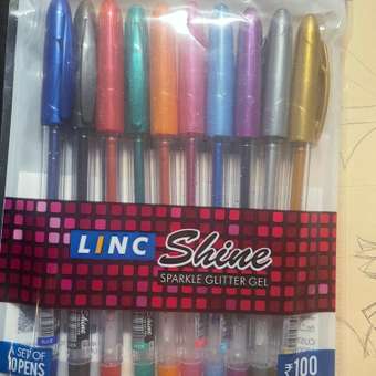Ручки гелевые LINC цветные с блестками 10 штук: отзыв пользователя Детский Мир