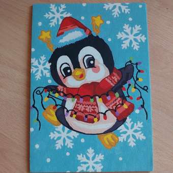 Картина по номерам Hobby Paint на картоне 15х21 Рождественский пингвин живопись роспись: отзыв пользователя Детский Мир