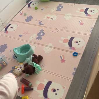 Детский коврик MIKMEL складной игровой развивающий двусторонний для ползания 150х200 см Медвежата / Звездочки: отзыв пользователя Детский Мир