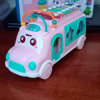 Игрушка-сортер BONDIBON Автобус с ксилофоном розовый: отзыв пользователя Детский Мир