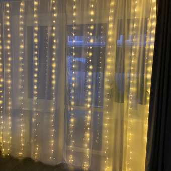 Гирлянда штора 3м х 3м SXMas Гирлянда штора с LED лампами 100шт цвет белый теплый Питания 220В и USB: отзыв пользователя Детский Мир