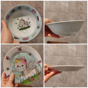 Набор детской посуды Daniks декорированный Единорог 3 предмета C518: отзыв пользователя Детский Мир