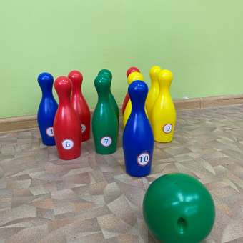 Набор для игры в боулинг Green Plast детский кегли 10 шт + 2 шара в сетке: отзыв пользователя Детский Мир