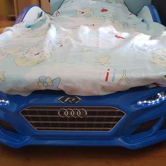 Детская кровать машина Baby ROMACK голубая 150*70 см с матрасом и подсветкой фар: отзыв пользователя Детский Мир
