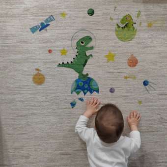Наклейка Zabiaka пластик интерьерная цветная «Динозавры в открытом космосе» 40х60 см: отзыв пользователя Детский Мир
