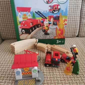 Железная дорога деревянная BRIO поезд и пожарная станция: отзыв пользователя Детский Мир