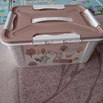 Ящик для игрушек Пластишка с декором 15.3л белый: отзыв пользователя Детский Мир