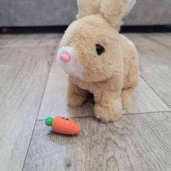 Интерактивная игрушка мягкая FAVORITSTAR DESIGN Пушистый зайчик коричневый с морковкой: отзыв пользователя Детский Мир