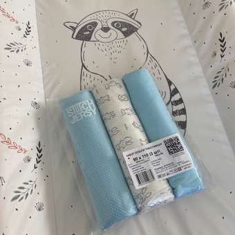 Пеленки для новорожденных Mrs.Stretch Mr.Jersy хлопок 90х110 набор 3 шт цвет голубой / белый: отзыв пользователя Детский Мир