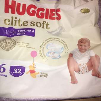Подгузники-трусики Huggies Elite Soft 6 15-25кг 32шт: отзыв пользователя ДетМир