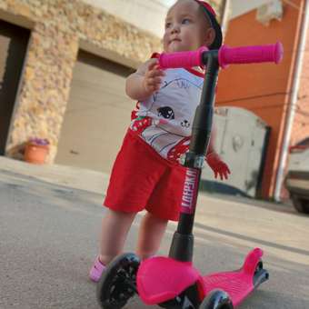 Самокат Дерзкий для девочки 1-5 лет BABY Стайл детский трехколесный бесшумный светящиеся колеса розовый: отзыв пользователя Детский Мир