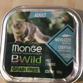 Корм для кошек MONGE BWild Grain free из трески с овощами консервированный 100г: отзыв пользователя. Зоомагазин Зоозавр