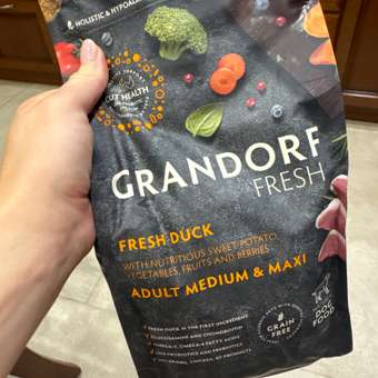 Корм для собак GRANDORF FRESH Fresh Dog Adult Med/Maxi Duck/Sweet Potato сред и круп пород Свежее мясо утки 1кг беззерн с жив пробиот: отзыв пользователя. Зоомагазин Зоозавр