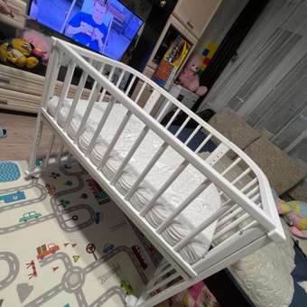 Детская кроватка Азбука Кроваток овальная, без маятника (белый): отзыв пользователя Детский Мир