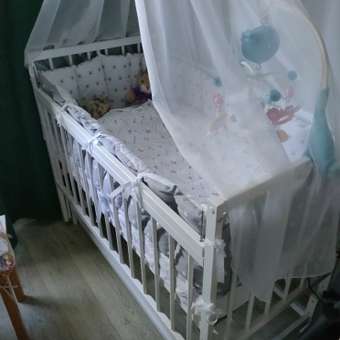 Детская кроватка Moms charm NovBelsmayatnikom, продольный маятник (белый): отзыв пользователя Детский Мир