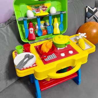 Мобильная детская кухня Green Plast игрушечная посудка и продукты: отзыв пользователя Детский Мир