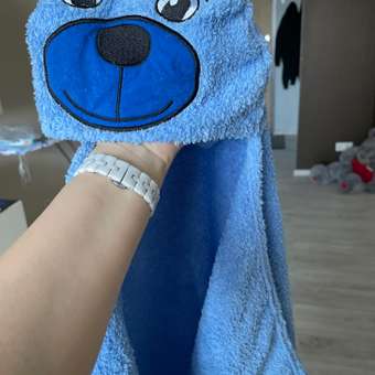 Полотенце-пончо с капюшоном ATLASPLUS 100х100 см мишка голубой: отзыв пользователя Детский Мир