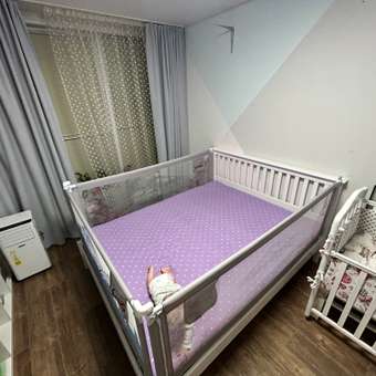 Защитный барьер для кровати Solmax 200 см серый/розовый: отзыв пользователя Детский Мир