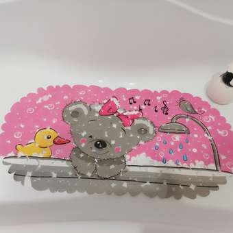 Коврик для ванной детский VILINA противоскользящий с присосками 36х69 см. Мишка с бантиком: отзыв пользователя Детский Мир