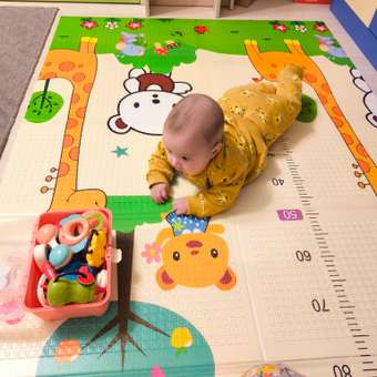 Развивающий коврик детский Mamagoods для ползания складной игровой 120х180 см Жираф и зверята: отзыв пользователя Детский Мир
