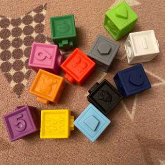 Кубики развивающие с пазами Zeimas мягкие набор 12 шт тактильные пирамидка Монтессори: отзыв пользователя Детский Мир