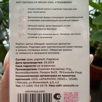 Расческа SOLOMEYA для сухих и влажных волос с ароматом клубники MZ0011: отзыв пользователя Детский Мир