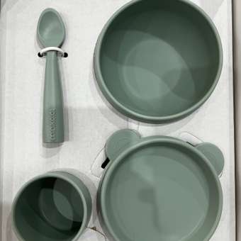 Набор детской посуды MinikOiOi силиконовый из миски стаканчика и ложки: отзыв пользователя Детский Мир