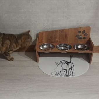 Регулируемая по высоте Kami Concept тройная миска для кошек и собак на деревянной подставке 3х300 мл: отзыв пользователя Детский Мир