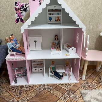 Кукольный дом Pema kids розово-белый Материал МДФ: отзыв пользователя Детский Мир