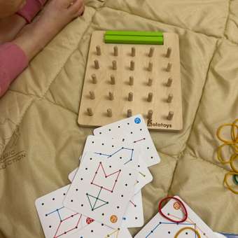 Геоборд с 40 карточками Alatoys Нейротренажер с заданиями и резинками детский деревянный: отзыв пользователя Детский Мир