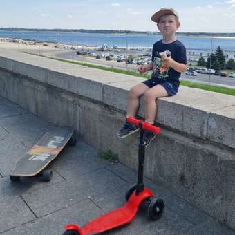 Самокат Дерзкий 1-5 лет BABY Стайл детский трехколесный бесшумный светящиеся колеса красный: отзыв пользователя Детский Мир
