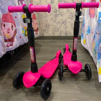 Самокат Дерзкий 1-5 лет BABY Стайл детский трехколесный бесшумный светящиеся колеса розовый: отзыв пользователя Детский Мир