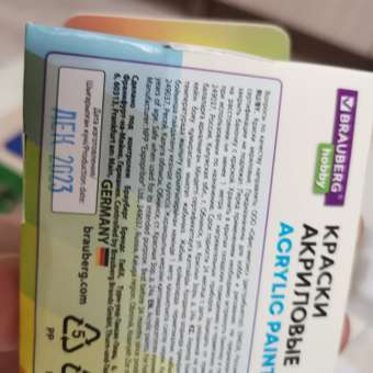 Краски акриловые Brauberg набор для рисования 6 цветов по 10 мл: отзыв пользователя Детский Мир