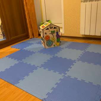 Коврик пазл детский WellMat Cиний 30x30x1 см 9 шт. с окантовкой игровой развивающий для ползания: отзыв пользователя Детский Мир