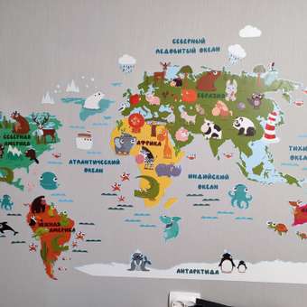 Наклейка интерьерная Woozzee Карта животные: отзыв пользователя Детский Мир