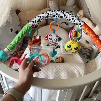 Дуга игровая с игрушками Zeimas Далматинец Спарки развивающая подвеска на коляску и кроватку: отзыв пользователя Детский Мир