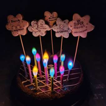 Свеча Золотая сказка на торт с цветным пламенем набор 12 штук: отзыв пользователя Детский Мир