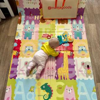 Развивающий коврик детский Mamagoods для ползания складной игровой 120х180 см Жираф и зверята: отзыв пользователя Детский Мир