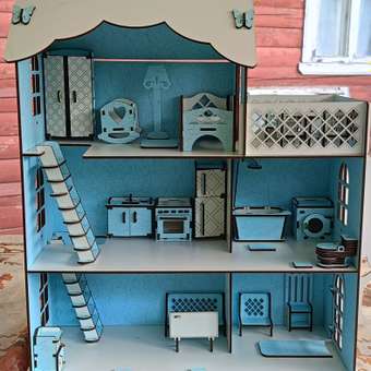 Кукольный дом с мебелью EcoBabyk Голубой LuinaBL: отзыв пользователя Детский Мир