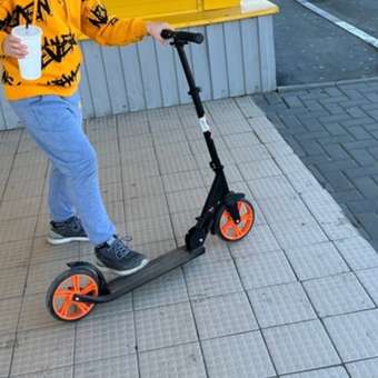 Самокат BABY STYLE 2х колесный складной до 100 кг черный/оранжевый: отзыв пользователя Детский Мир