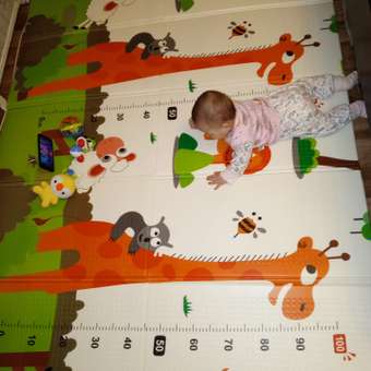 Развивающий коврик детский Mamagoods для ползания складной игровой 150х200 см Поезд и Жирафы: отзыв пользователя Детский Мир