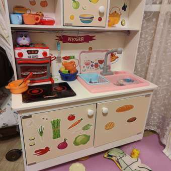 Детская кухня Sitstep рейлинг и интерактивная плита/вода из крана. Бежевые фасады: отзыв пользователя Детский Мир